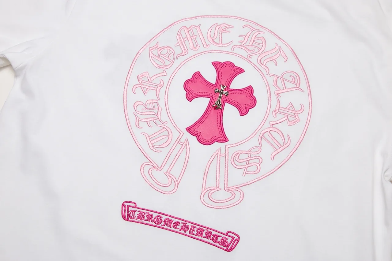 P150 Chrome Hearts Chrome Hearts Contrast Color Short Sleeves Size: SMLXL Color: White Pink Black